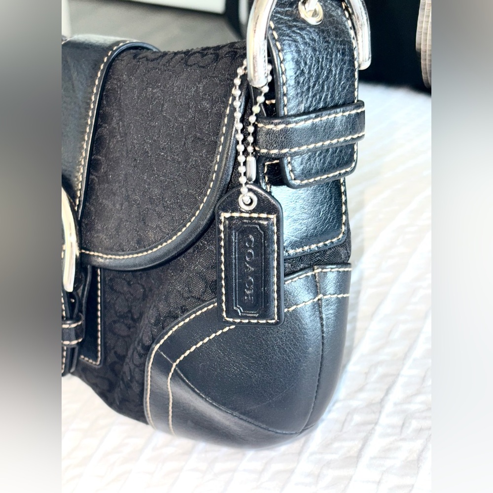 Y2K Coach 6818 Soho Demi Small C Black Leather & Jacquard Signature Shoulder Bag - Picture 11 of 16